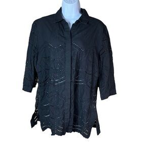 ‎Chicos Eyelet Lace Up Side Shirt Size 12/14P
